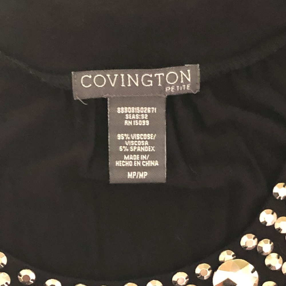 COVINGTON black studed & pleaded neckline blouse sizeM ex preloved cond - Picture 5 of 6